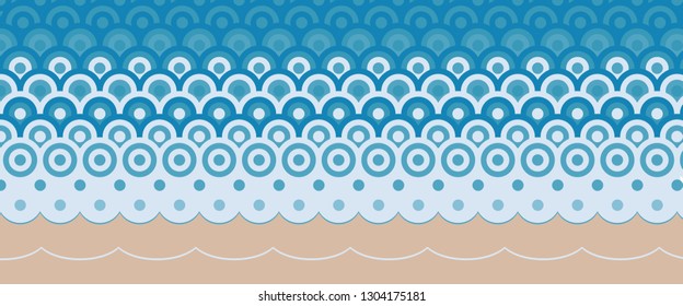Template symbolic image of the sea geometric pattern seashore vector illustration 