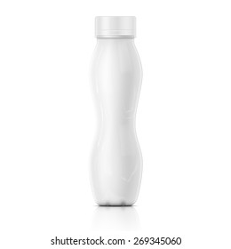 Template of tall blank yougurt bottle with screw cap on white background. Packaging collection.