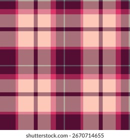 Vector de fondo de tartán de Plantilla, tela a cuadros de textura deco. Patrón textil sin costuras al azar en color rosa y paleta de colores claros.
