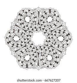 Template for tattoo design or card decoration with doodle elements. Floral ornament. Islam, arabic, indian, ottoman motifs. Infinity design. Vector illustration.
