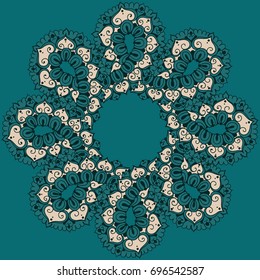 Template for tattoo design or card decoration with doodle elements. Floral infinity ornament. Islam, arabic, indian, ottoman motifs. Infinity design. Vector illustration.