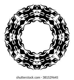 Template for tattoo and design in the form of the circle isolated on white background