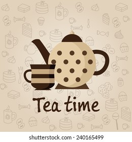 Template for tea time cards, banners or emblems