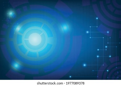 Template of technology background and Circle in back. Abstract background with line and dot connected by wire network with blue light of innovation.