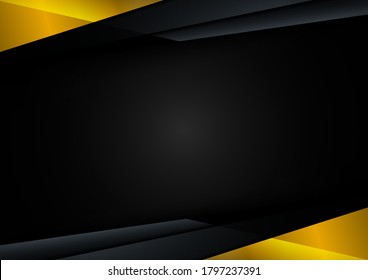 Template technology corporate concept abstract triangle geometric black and yellow on dark background with space for your text. Vector illustration