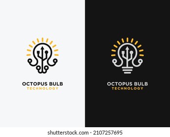 Template Technology octopus light bulb idea logo design innovation