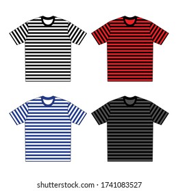 Template tee stripe motive front back unisex wear