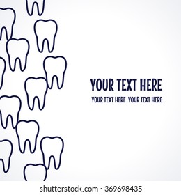 Template with teeth vertical seamless stripe. Dark-blue linear teeth vector illustration. Place for your text