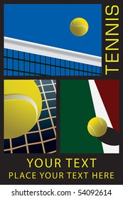 Template with tennis theme illustrations.