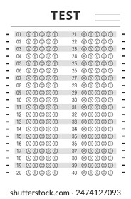 Template of Test Answer Sheet for Exam