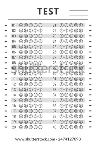 Template of Test Answer Sheet for Exam