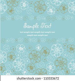 Template text background. Light gentle template for design greeting card with place for your text with colorful stylized fantasy dot flowers and spirals