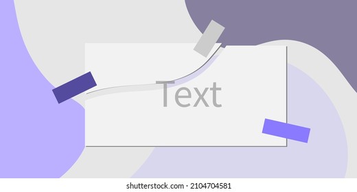 Template for text in the center. Vector illustration of a business concept for the web in the form of a torn piece of paper glued with duct tape. You can place text in the center.