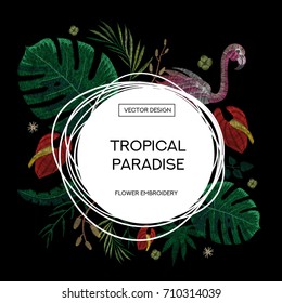 template for text, invitation, booklet, flyer, design. traditional folk stylish stylish floral embroidery on the black background. sketch for printing on fabric, clothing, accessories. vector, trend
