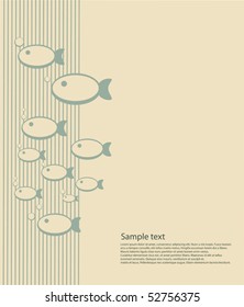 Template for text with lines and fishes