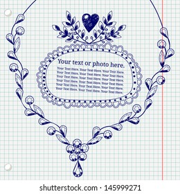 Template for text or pictures drawn in pen notebook