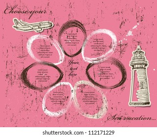 Template for text in sea stile. Vector illustration EPS8