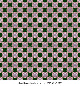 Template for textile, carpet, wallpaper, fabric. Abstract filigree seamless pattern. Vector mandalas in pink, beige and blue colors.
