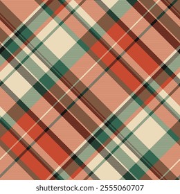 Template textile plaid fabric, swatch pattern texture seamless. Back to school tartan vector check background in red and light colors palette.