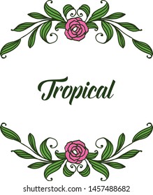 Template texture tropical with natural green leafy floral frame. Vector