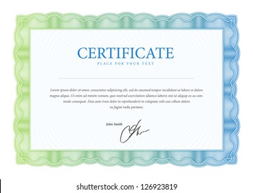 Template  that is used in certificate, currency and diplomas. Vector illustration