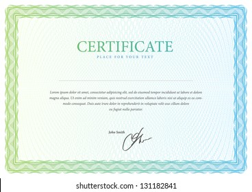Plantilla utilizada en certificados, divisas y diplomas. Ilustración del vector