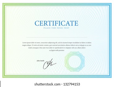 Template that is used in certificate, currency and diplomas. Vector illustration