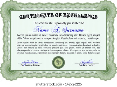 Template that is used in certificate, currency and diplomas. Vector illustration