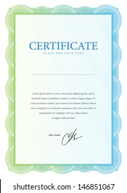 Template that is used in certificate, currency and diplomas. Vector illustration