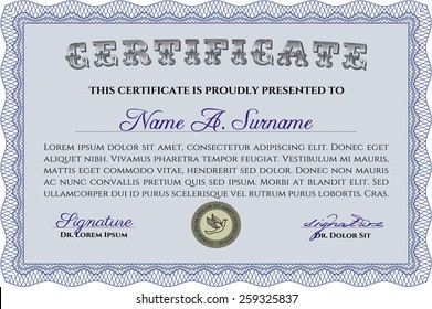 Template that is used in certificate, currency and diplomas. Vector complex illustration 