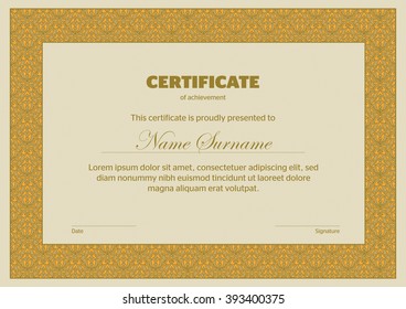 Template that is used in certificate, currency and diplomas. Vector illustration