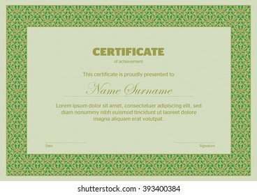 Template that is used in certificate, currency and diplomas. Vector illustration