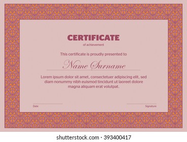 Template that is used in certificate, currency and diplomas. Vector illustration