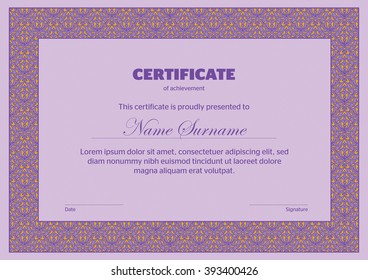 Template that is used in certificate, currency and diplomas. Vector illustration