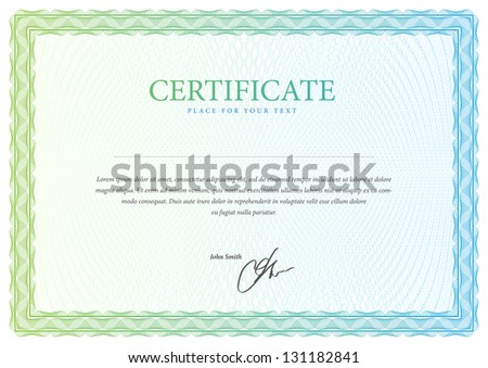 Template that is used in certificate, currency and diplomas. Vector illustration