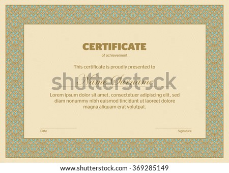 Template that is used in certificate, currency and diplomas. Vector illustration