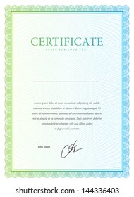 Template that is used in diplomas, certificate, and currency. Vector illustration