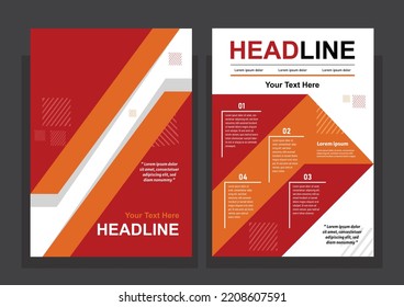 a template that uses an orange and red and white theme with a unique shape and a minimalist design designed for A4 paper. template sheet.