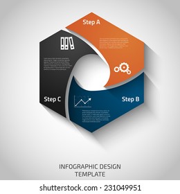Template with three steps or options for diagrams, presentations and graphs