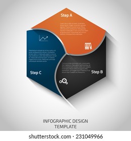 Template with three steps or options for diagrams, presentations and graphs