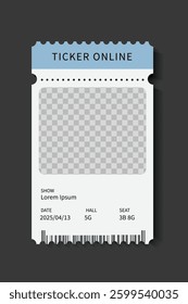 Template ticket vector on dark gray color background for decoration
