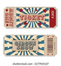 template of tickets to the circus, carnival, cinema. in vintage style. vector illustration