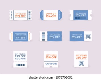 Template Tickets. Collection of vintage grunge Tickets and Coupons vector illustrations.