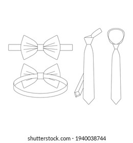 Template tie vector illustration flat sketch design outline