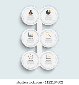 Template Timeline Infographic colored horizontal numbered for six position can be used for workflow, banner, diagram, web design, area chart