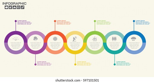 Template Timeline Infographic Colored Horizontal Numbered Stock Vector ...