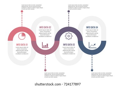 Template Timeline Infographic colored horizontal numbered for four position can be used for workflow, banner, diagram, web design, area chart