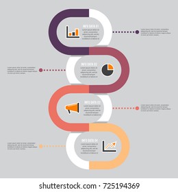 Template Timeline Infographic colored horizontal numbered for four position can be used for workflow, banner, diagram, web design, area chart