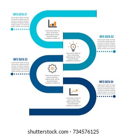 Template Timeline Infographic colored horizontal numbered for four position can be used for workflow, banner, diagram, web design, area chart