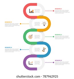 Template Timeline Infographic colored horizontal numbered for four position can be used for workflow, banner, diagram, web design, area chart